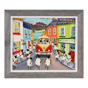 Sheep in a Vw Split Screen Camper Van Celebrating St Patricks Day in Ireland