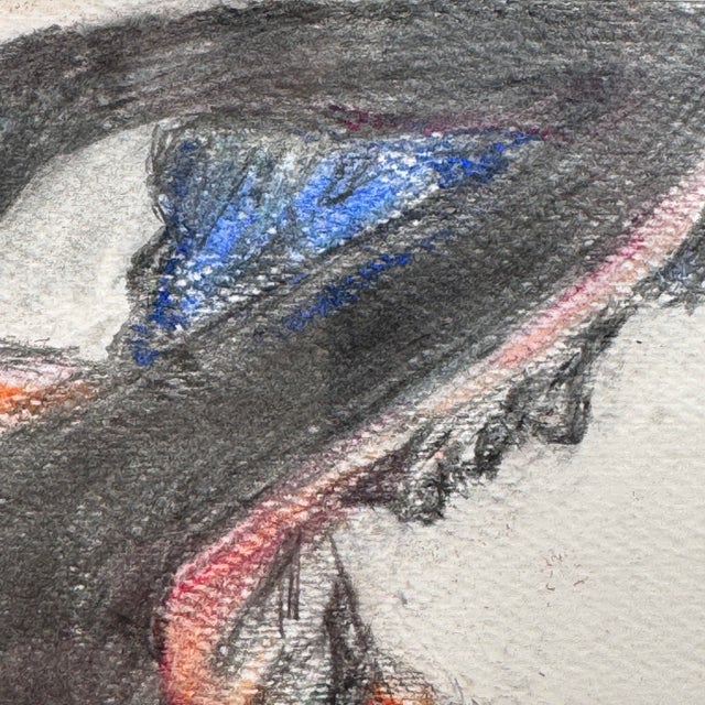 Drawing/Sketching Materials Signed Seated Nude Figure Drawing Charcoal Colored Pencil Gilt Frame For Sale - Image 7 of 12