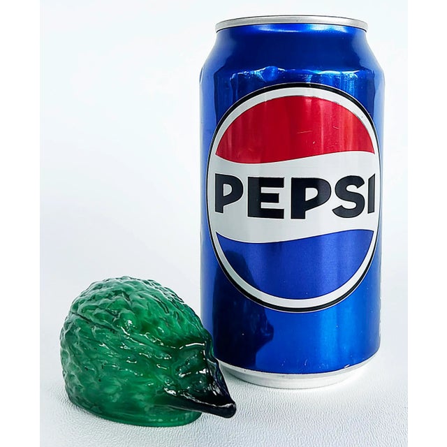 1950s Czech Bohemian Malachite Glass Hedgehog Paperweight Figurine Offered for sale is a circa 1950s Mid-century blown...