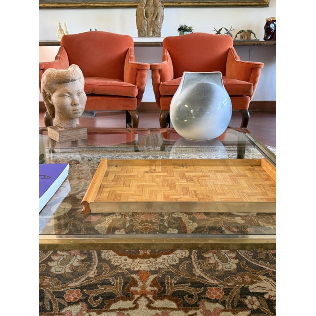 Hollywood Regency Bamboo and Brass Tray, Italy, 1970s For Sale - Image 9 of 16