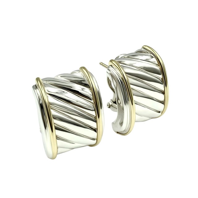 David Yurman Authentic Estate Cable Thoroughbred Earrings 14k Gold + Silver DY491 Retail: $999 TRUSTED SELLER SINCE 2002...