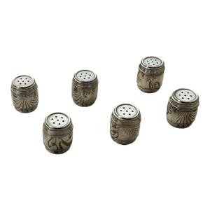 1970s Individual Salt Shakers, Barrel Shape - Set of 6