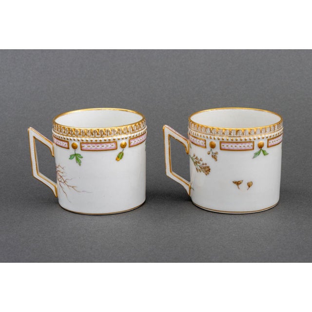 Traditional Royal Copenhagen "Flora Danica" Teacups, Pair For Sale - Image 3 of 10