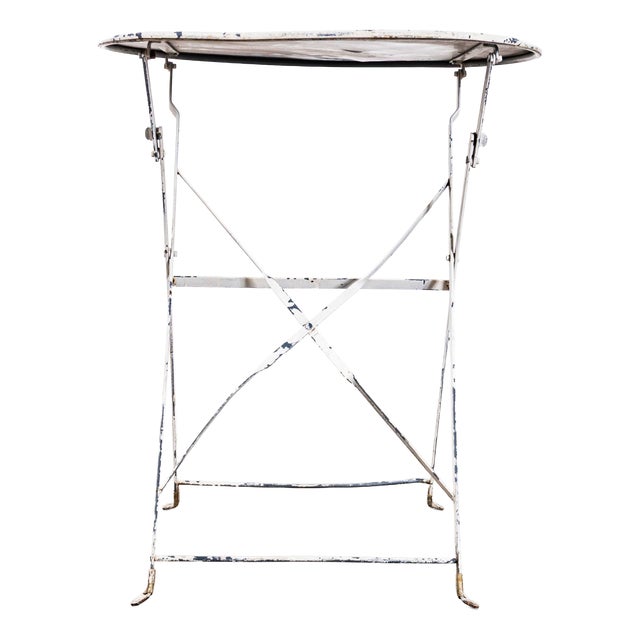 Small French White Metal Folding Dining Table, 1950s For Sale