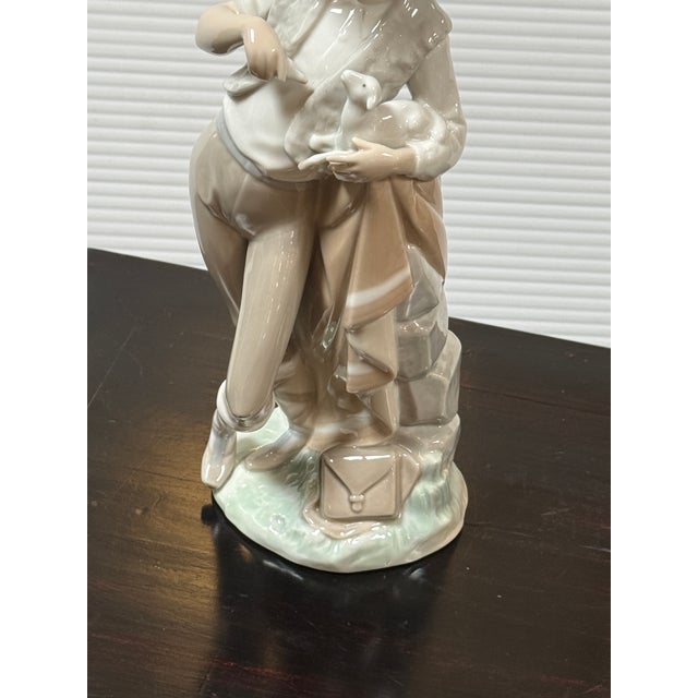 1980s Juan Huerta for Lladró Shepherd Feeding Lamb Porcelain Figurine, Signed For Sale - Image 5 of 12