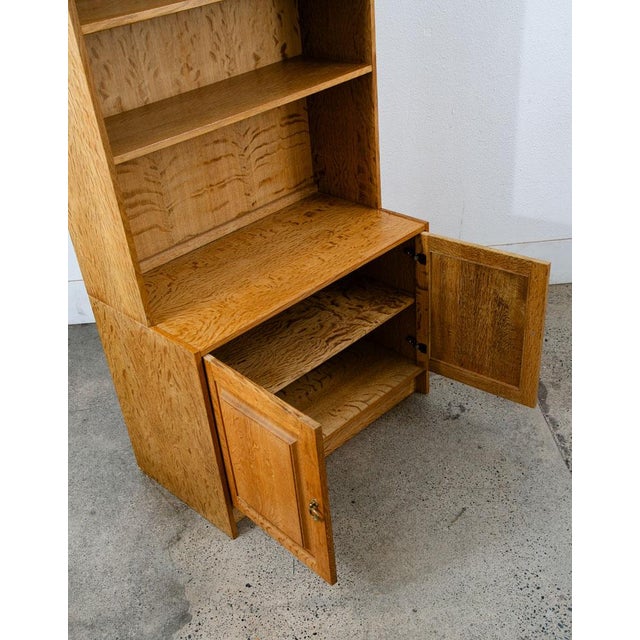 Brown 1960s Mid Century Danish Modern Cabinet Display 2 Doors Henning Kjernulf Oak Shelving For Sale - Image 8 of 12