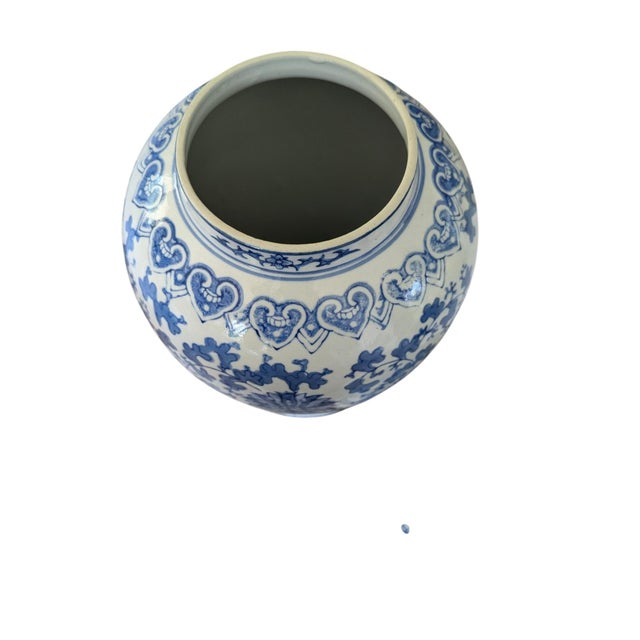 Vintage Chinoiserie Blue and White Ceramic Ginger Jar For Sale - Image 10 of 12