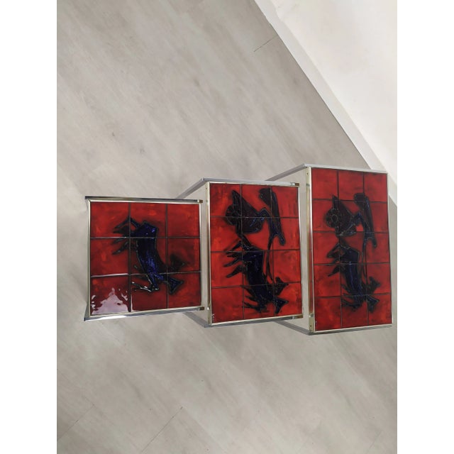 1970s Vintage Ceramic Nesting Tables, Set of 3 For Sale - Image 5 of 14