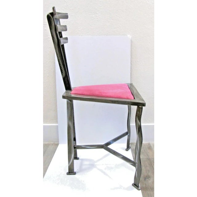 1990s Postmodern Contemporary Welded Steel Artist Signed Accent Chair For Sale - Image 10 of 17