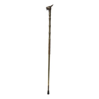 Vintage Metal Goat Head Shape Handle Walking Stick For Sale