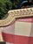 French Provincial Style Carved Wood King Headboard With Checked Fabric For Sale - Image 10 of 12