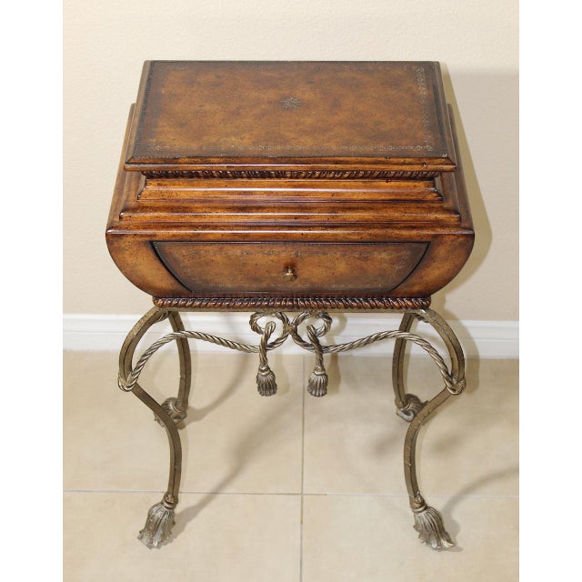 Rare 1980s Maitland Smith Vintage Gilt Steel Rope Vanity Table - French Style With Tassel End Legs and Lift-Top Storage For Sale - Image 9 of 17
