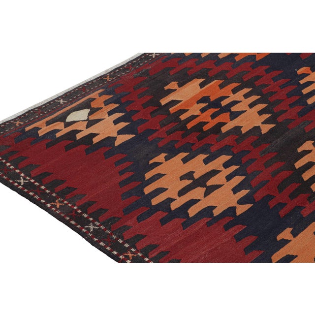 1950s Vintage Karadagh Persian Kilim in Red With Geometric Patterns by Rug & Kilim For Sale In New York - Image 6 of 7