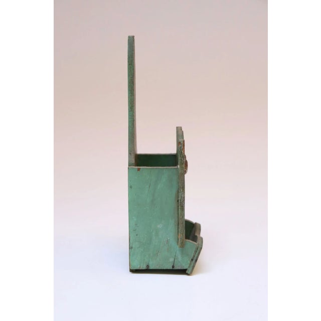 Vintage Folk Art Carved "Cat" Mint Green Matchbook Holder For Sale In New York - Image 6 of 12