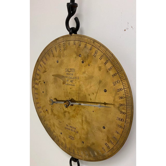 1900 - 1909 Huge Antique Brass Salter Spring Balance Scale Model 85 T With 1120 Lb Capacity Made in England - Circa 1900 For Sale - Image 5 of 12