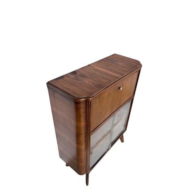 Art Deco Drinks Cabinet in Walnut with Glazed Display, 1960s For Sale - Image 6 of 10