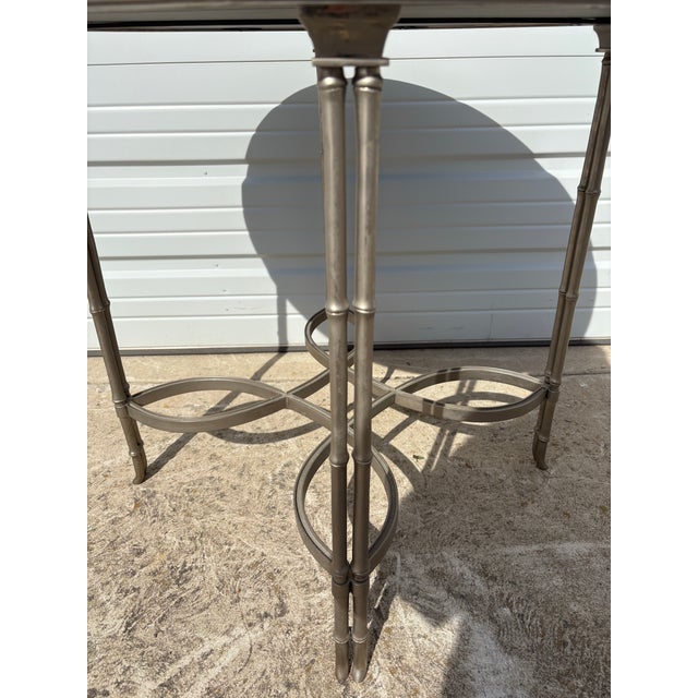 Traditional Vintage Global Views Regency Inspired Black Granite and Steel Side Table For Sale - Image 3 of 11