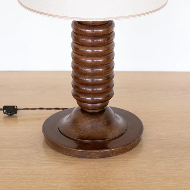1940s Large French Ribbed Wood Table Lamp Chairish