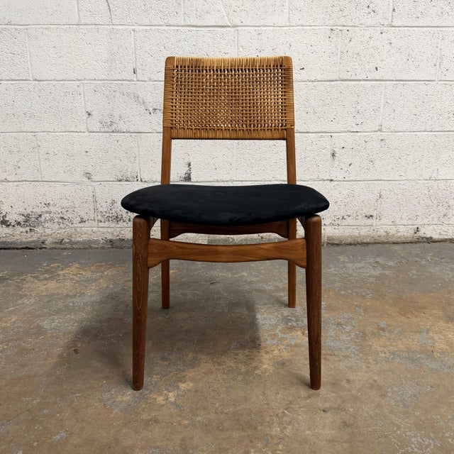 Mid 20th Century Set of 4 E. Knudsen Model 47 Danish Teak and Cane Dining Chairs for Jensen & Lykkegaard For Sale - Image 5 of 11