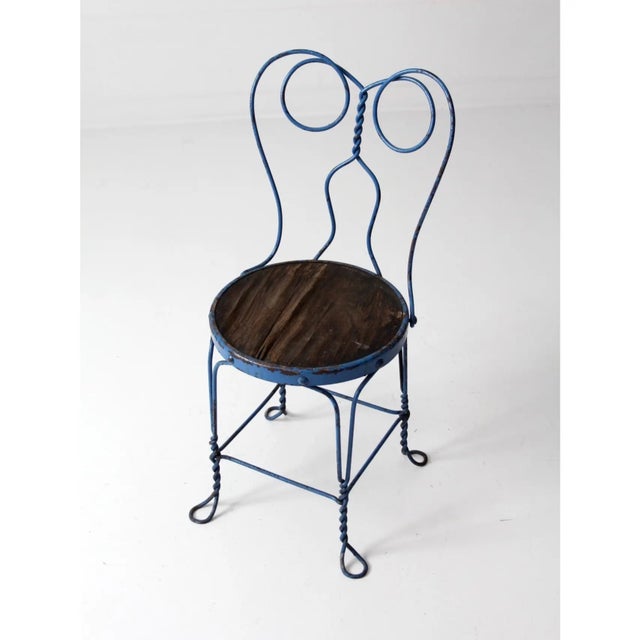 Early 20th Century Blue Ice Cream Parlor Chair For Sale - Image 4 of 9