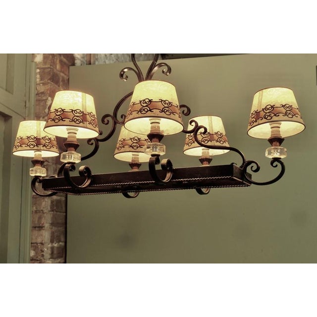 1960s Large French Wrought Iron Country Chandelier, 1960 For Sale - Image 5 of 7