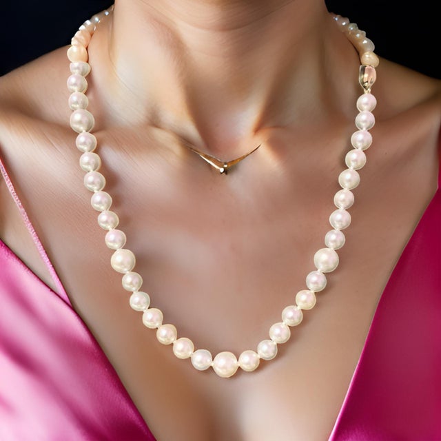 Fine Quality Akoya Pearl Necklace 14k Gold clasp 18" in length 8.5 mm Certified $3,975 114987 This is a Unique Custom Made...