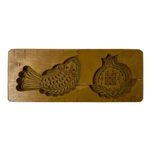 Vintage Wood Flower Fish Pattern Cake Soap Maker Mold Board