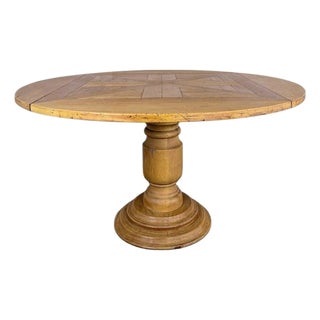 French Provincial Parquetry Drop-Leaf Pedestal Dining Table For Sale