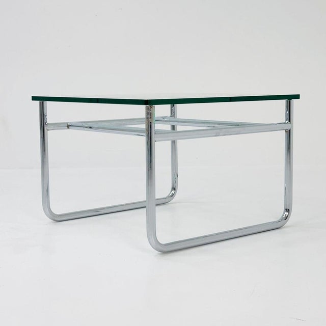 Silver Mid-Century Bauhaus Coffee Table Chrome and Glass, France, 1980s For Sale - Image 8 of 11