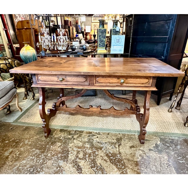 Baroque Italian Baroque-Style Writing or Side Table in Walnut, 19th Century For Sale - Image 3 of 14
