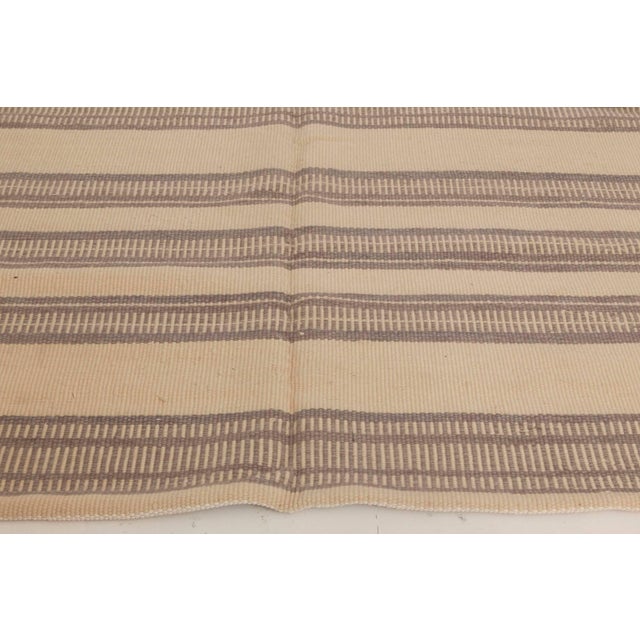 Modern Striped Beige and Brown Handmade Wool Rug by Doris Leslie Blau For Sale - Image 4 of 7