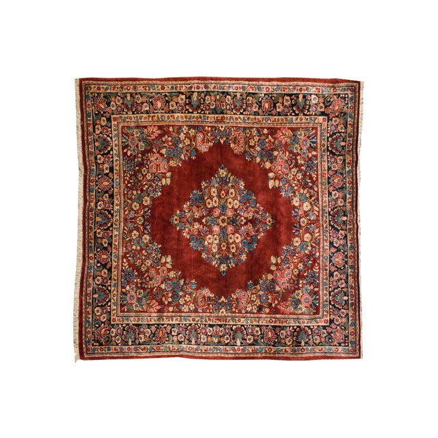 Textile Vintage Sarouk Carpet - 6'2" X 7'8" For Sale - Image 7 of 8