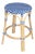 Tobias 24 in. Seat Height Round Rattan Backless Counter Stool, Blue/White Dot / Natural Rattan Frame For Sale