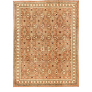 All-Over Design Khotan Rug in Light Tangerine Background by Keivan Woven Arts For Sale