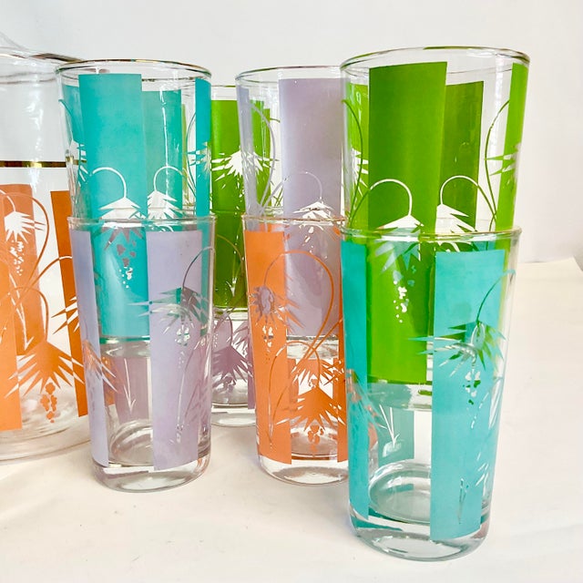 Mid-Century Coastal Mediterranean Style Pitcher & Glassware - Set of 12 For Sale - Image 6 of 11