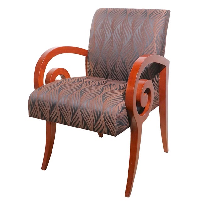 Barbara Barry Pr. Decorative Scroll Arm Chairs by Bonaventure Furniture Industries For Sale - Image 4 of 13