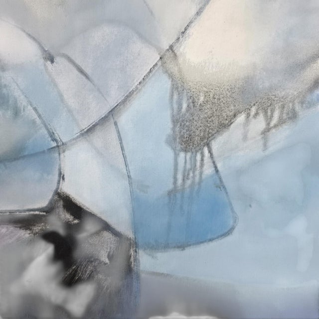 Postmodern Late 20th Century Postmodern Abstract Expressionist Blue & Slate Painting – Companion Piece Signed For Sale - Image 3 of 5