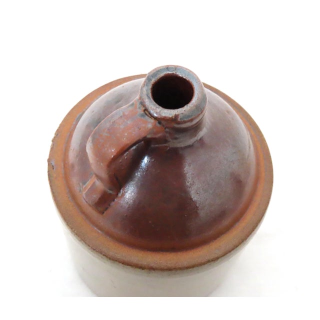 Auburn Unusual Small Pint Size Antique Classic Style American Stoneware Spirits Jug For Sale - Image 8 of 13