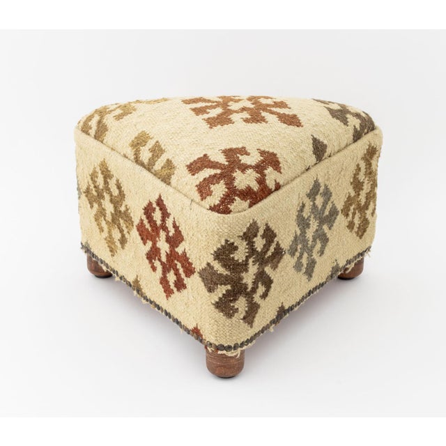 2010s George Smith Style Kilim Upholstered Footstool For Sale - Image 5 of 9