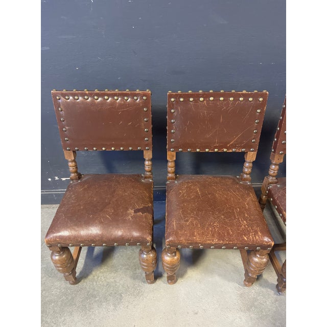 Set of 6pcs 19th Century English Leather Dining Chairs For Sale - Image 11 of 12