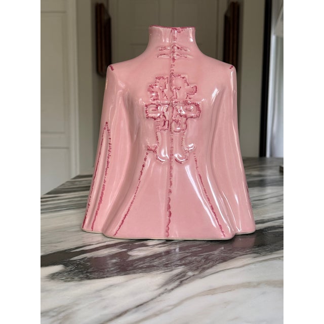 Vintage Terra Cotta Painted & Glazed Kimono Vase For Sale - Image 9 of 11