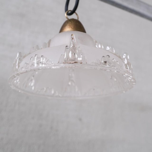 Mid-Century Ice Glass Pendant Lights, Set of 2 For Sale - Image 3 of 9