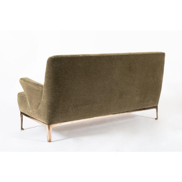 Restored 1940s Art Deco Sofa Mink Mohair, Matching Chair Available For Sale - Image 11 of 14