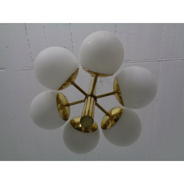Sputnik Brass and Glass Ceiling Chandelier from Kaiser Idell / Kaiser Leuchten, Germany, 1960s For Sale - Image 9 of 18