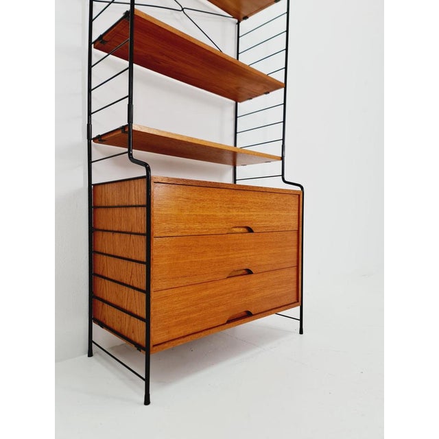 Free-Standing String Shelf-System with Cabinet in Teak from WHB Germany, 1950s For Sale - Image 6 of 11