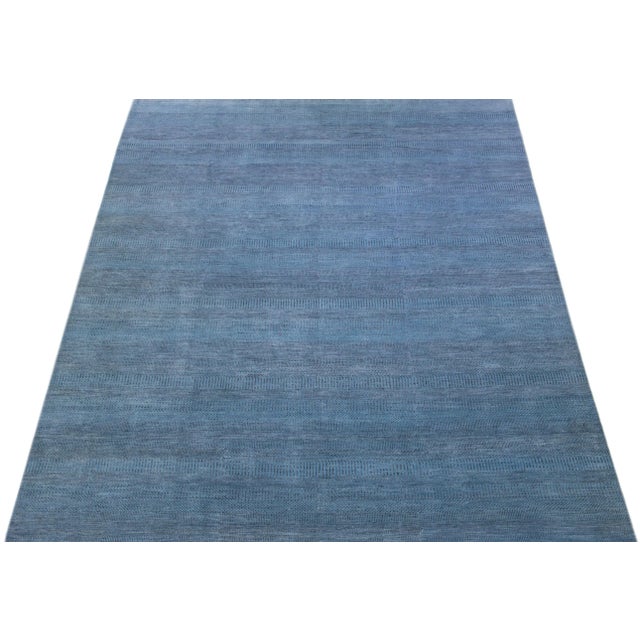 Contemporary 2020s Room Size Modern Savannah Wool Rug With Blue Geometric Design For Sale - Image 3 of 7
