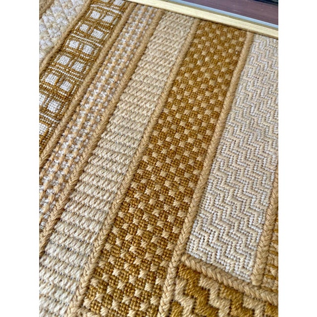 1970s 1970s Yellow Yarn Crewel in Patchwork Design For Sale - Image 5 of 7
