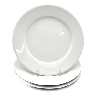 Set of 4 French Apilco Opera White Porcelain 12” Charger Dinner Plates – Classic European Minimalism For Sale
