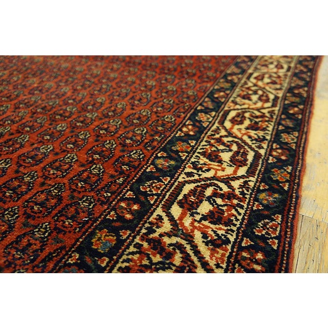 1900s Red Raspebery Geometric Antique Persian Seraband Rug 2'10" X 16'9" Hand Knotted Wool Carpet For Sale - Image 4 of 7