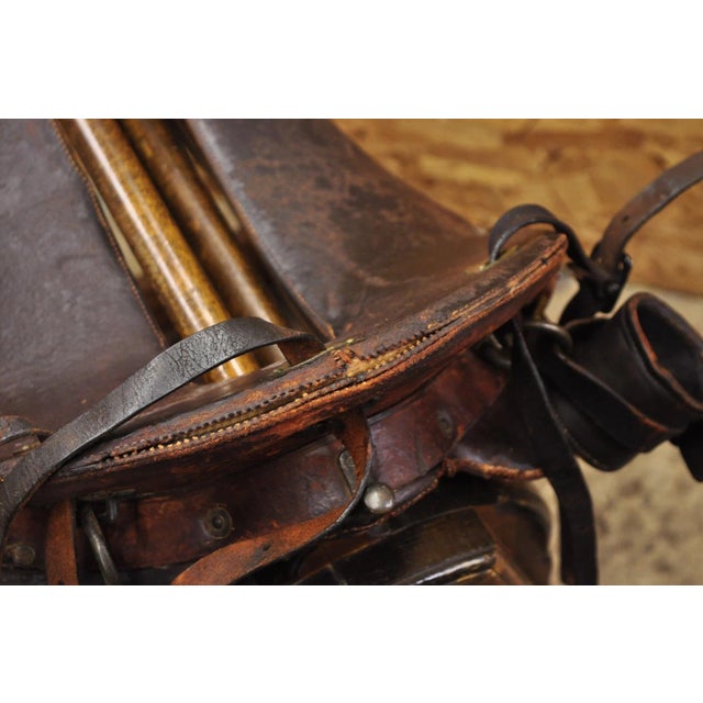 Antique McClellan Brown Leather 12 Inch Wwi Calvary Horse Saddle, Circa 1900 For Sale - Image 13 of 18